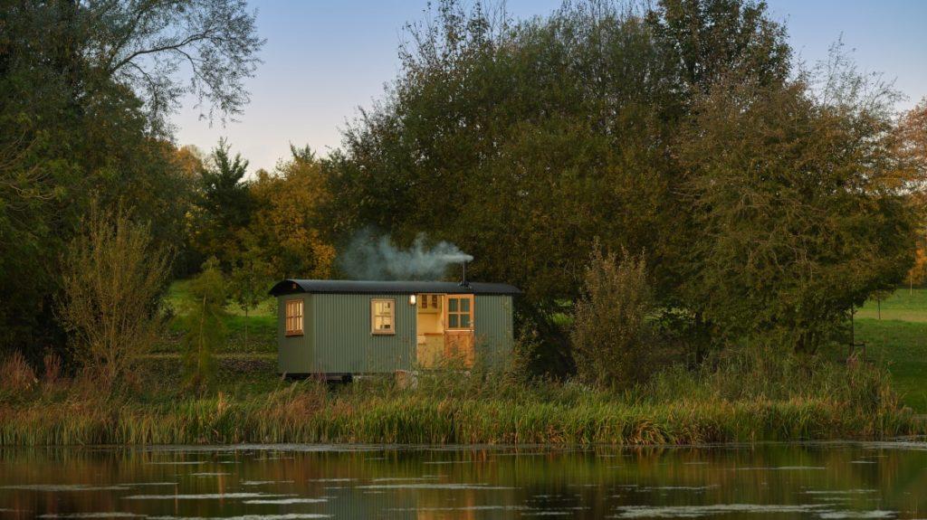 Shepherd's hut by the lake