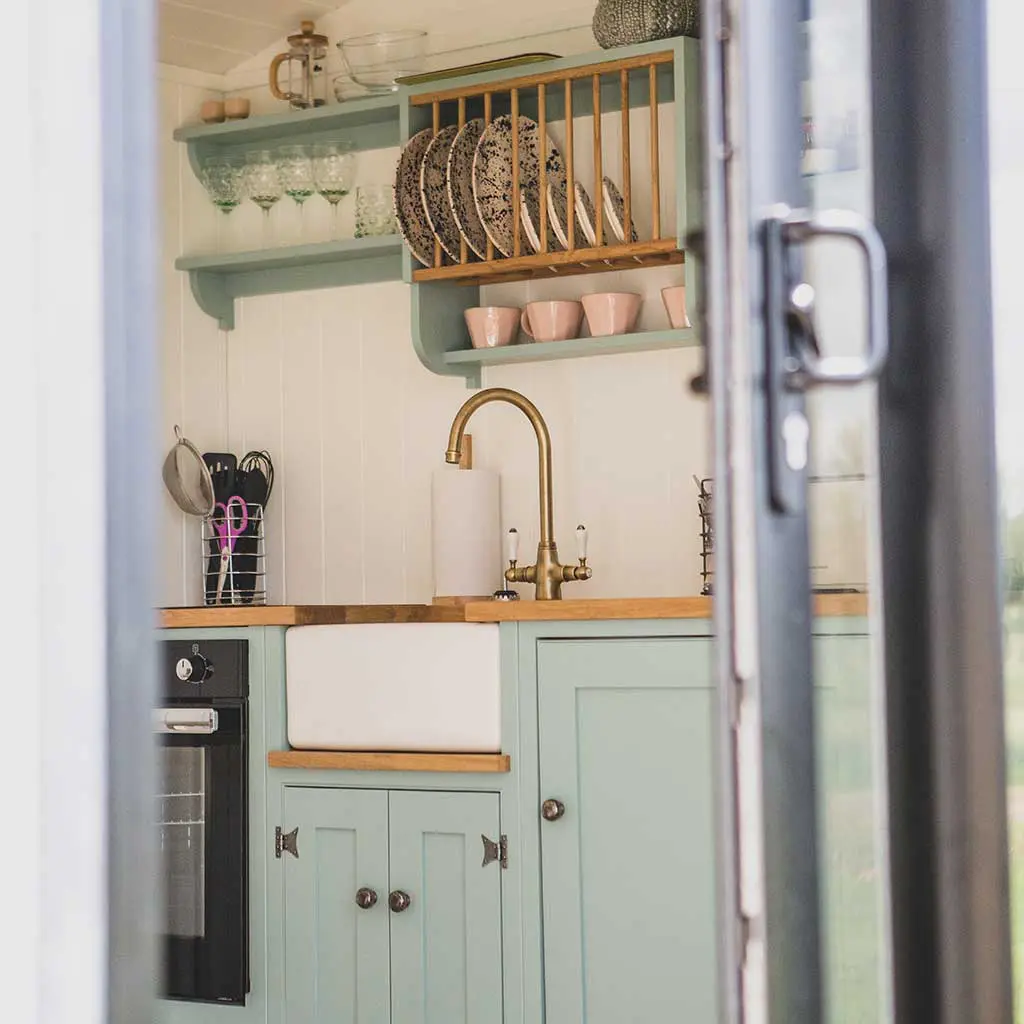 Shepherd's hut granny annexe kitchen