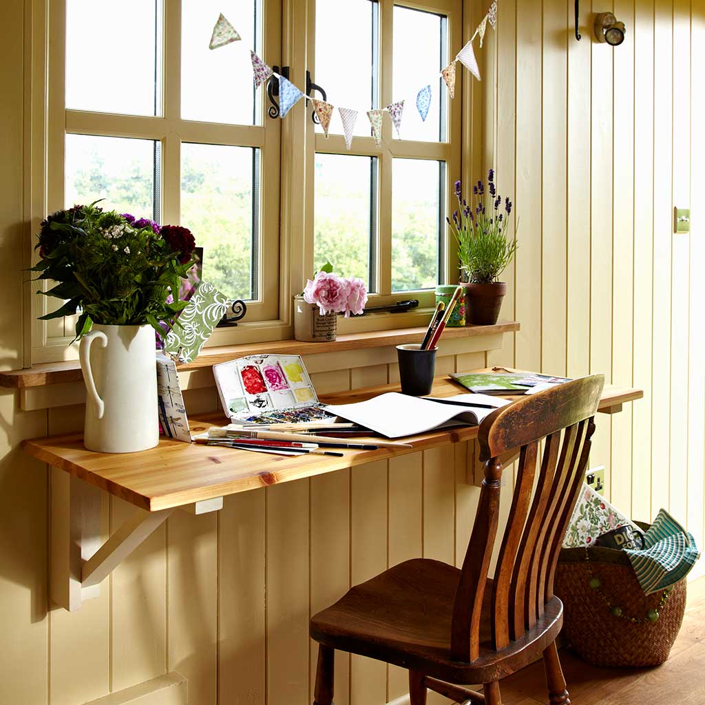 Shepherd's hut garden retreat interior