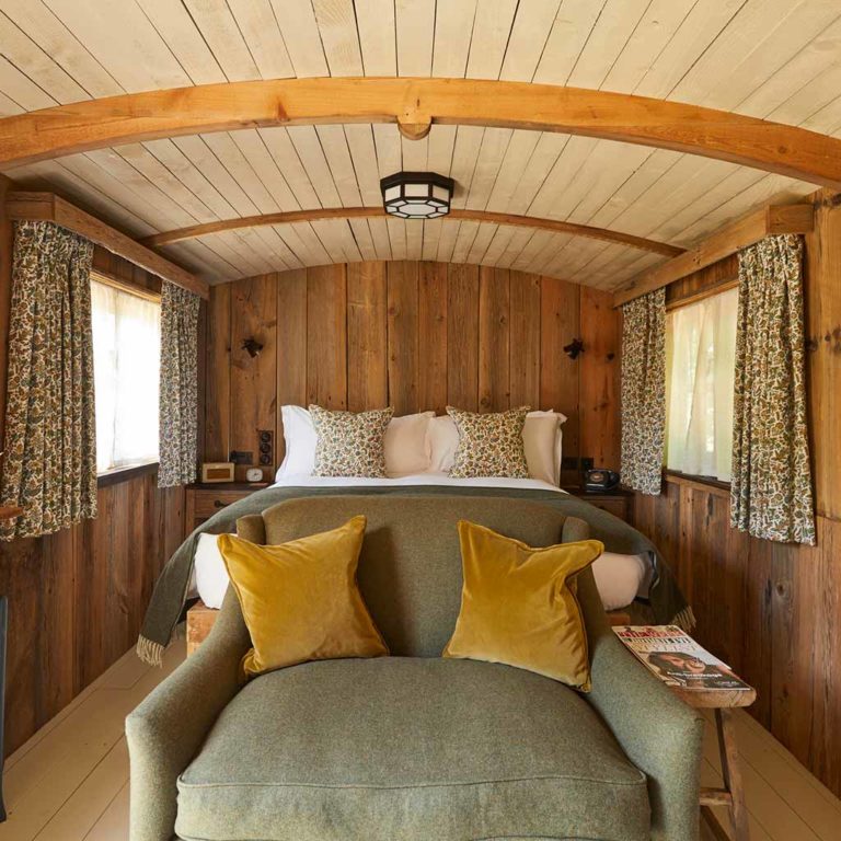 Plankbridge shepherd's hut bedroom